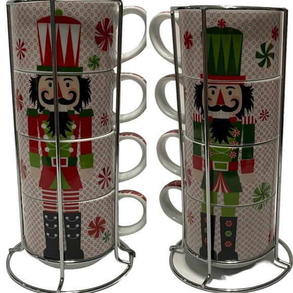 Pier 1 Dining Pier 1 Stackable Coffee Mugs Tea Cup 4 Holder